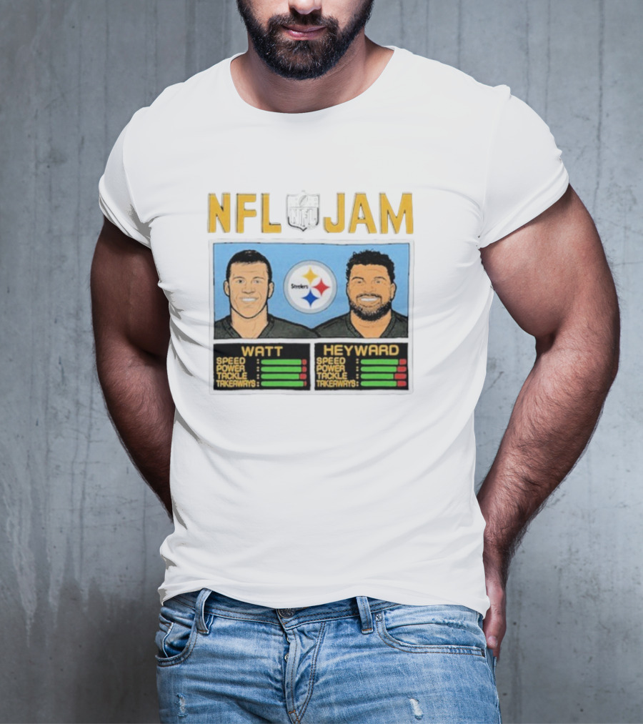 NFL Jam Steelers Watt Heyward Speed Power Tackle Takeaways T-Shirt
