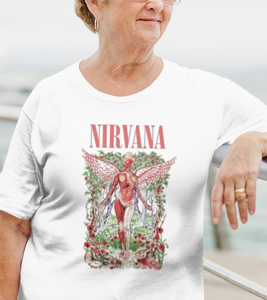 Nirvana In Utero Angel With Red Wings Amidst Wilderness T-Shirt