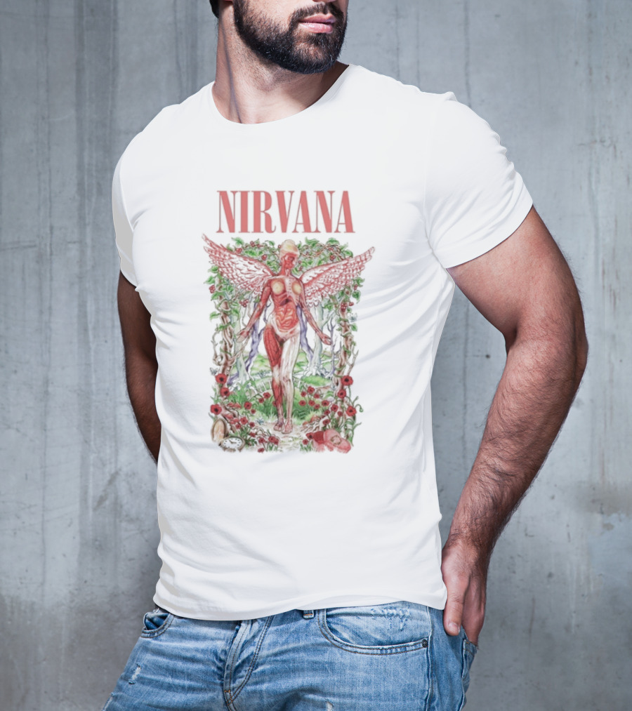 Nirvana In Utero Angel With Red Wings Amidst Wilderness T-Shirt