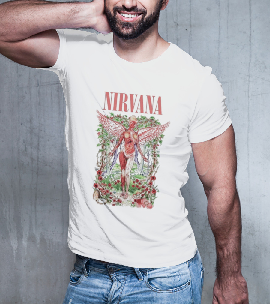 Nirvana In Utero Angel With Red Wings Amidst Wilderness T-Shirt