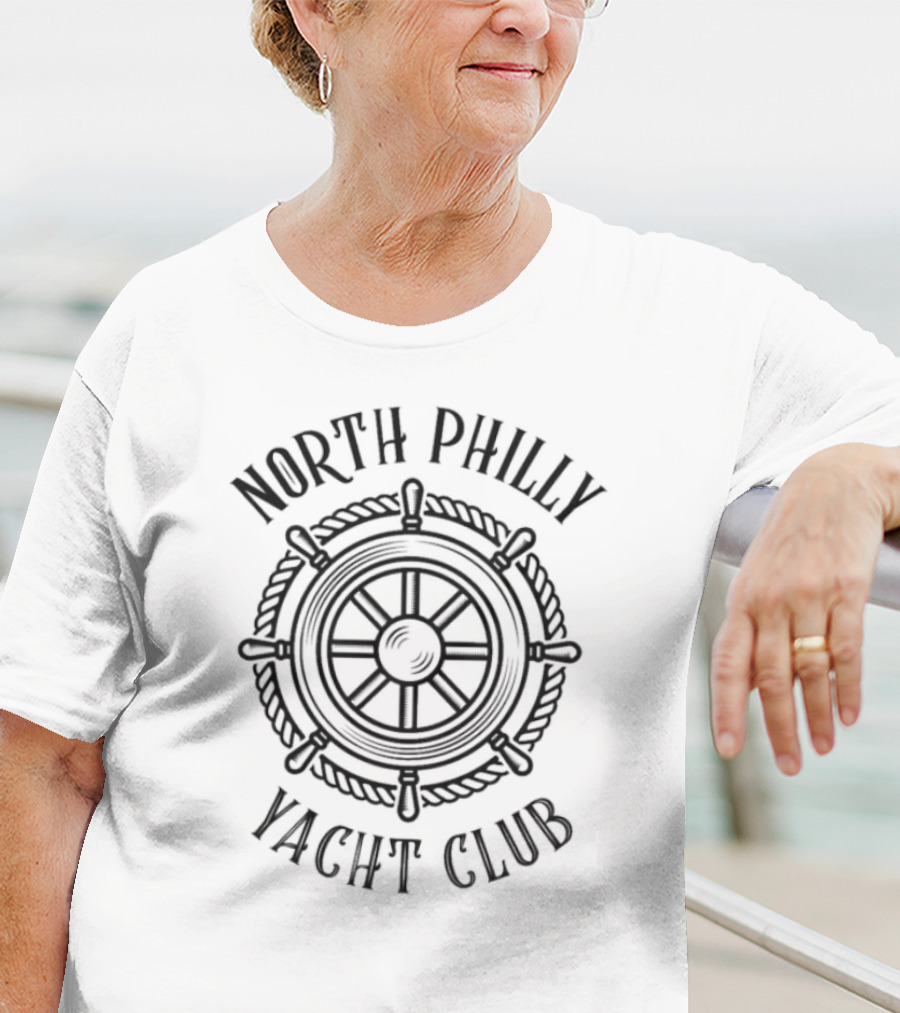 North Philly Yacht Club Nautical Wheel Emblem T-Shirt