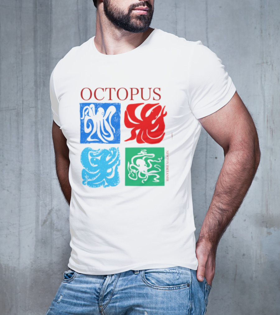 Octopus NewtonFaulkner Four Colored Abstract Squares T-Shirt