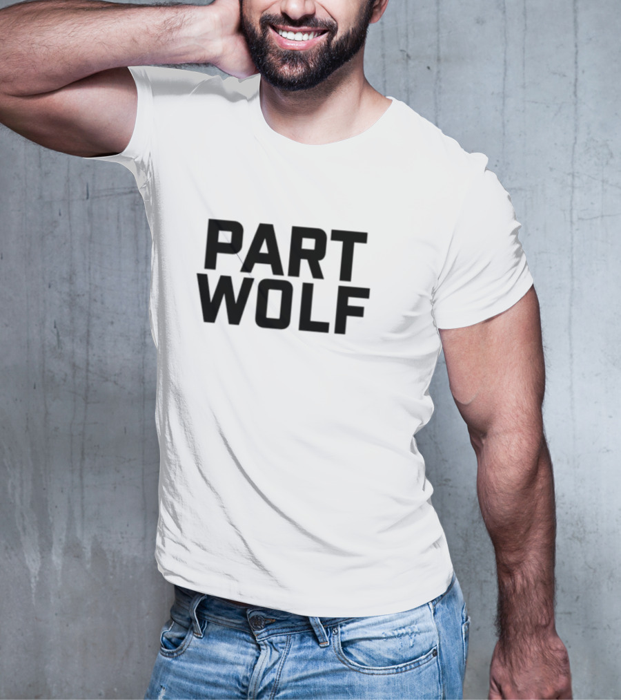 Part Wolf Intricate Howling Wolf In Geometric Moon Design T-Shirt