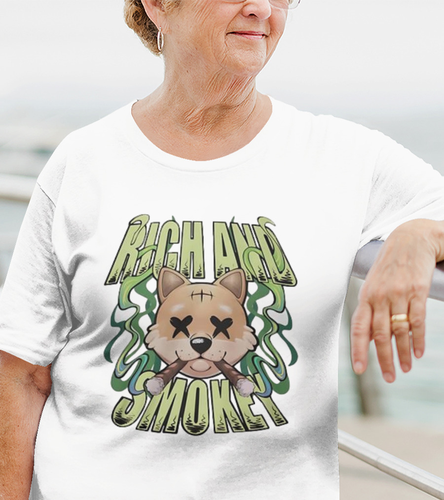 Rich And Smokey Shiba Inu With Crossed Eyes And Cigars T-Shirt