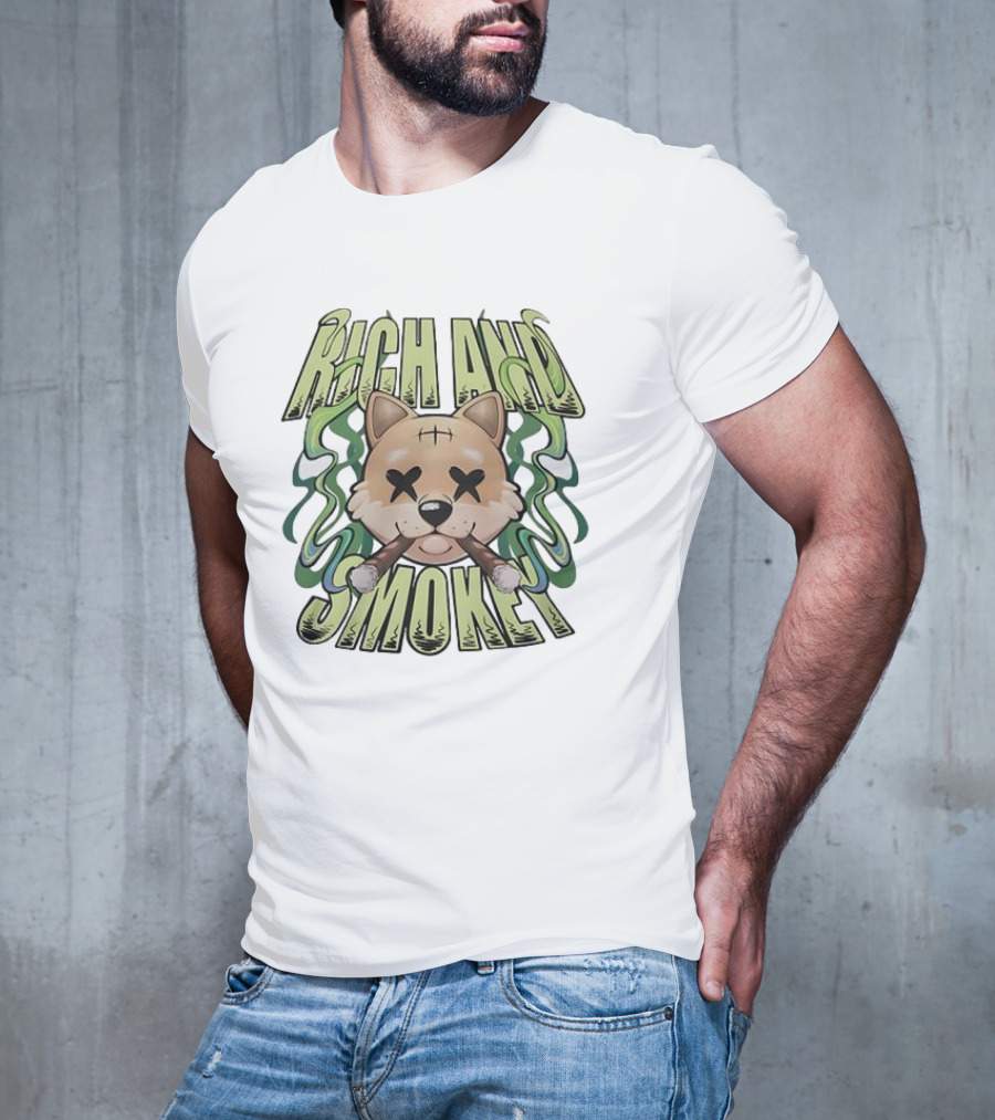 Rich And Smokey Shiba Inu With Crossed Eyes And Cigars T-Shirt