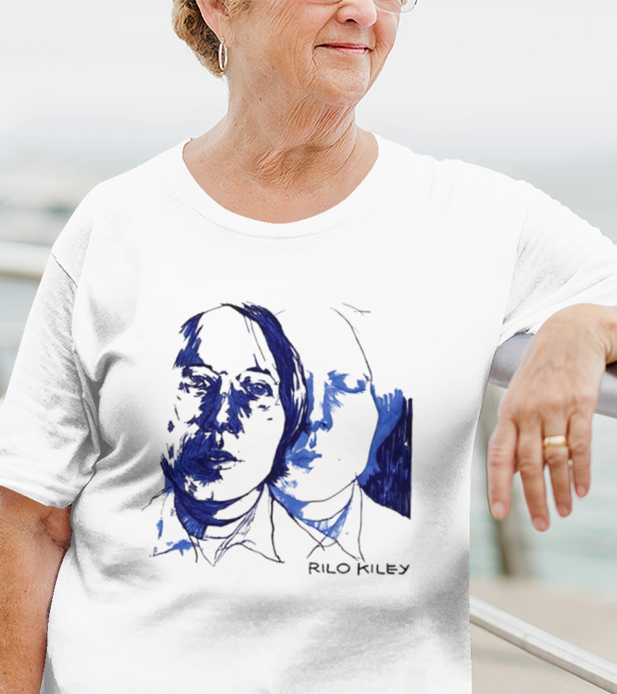 Rilo Kiley Execution Blue Sketch Faces T-Shirt