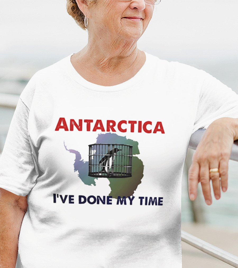 Antarctica I’ve Done My Time Penguin Jail Map T-Shirt