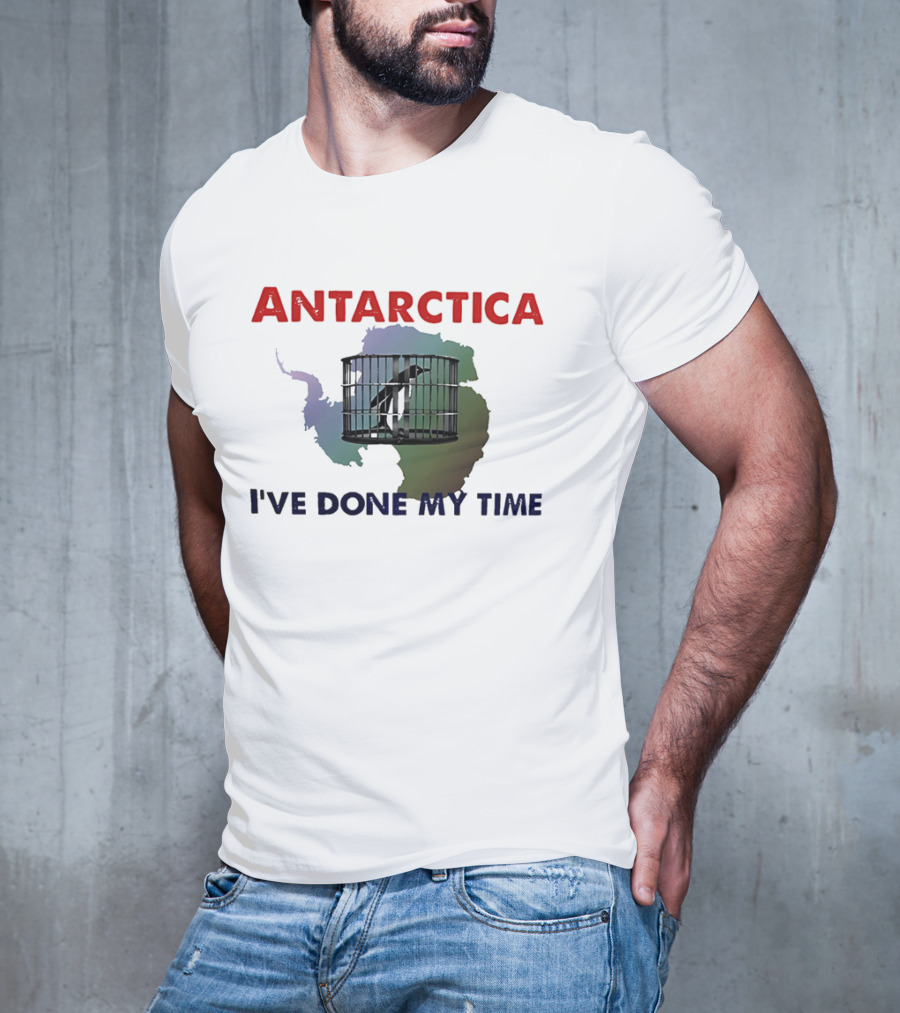 Antarctica I’ve Done My Time Penguin Jail Map T-Shirt