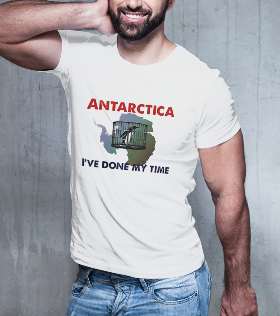 Antarctica I’ve Done My Time Penguin Jail Map T-Shirt