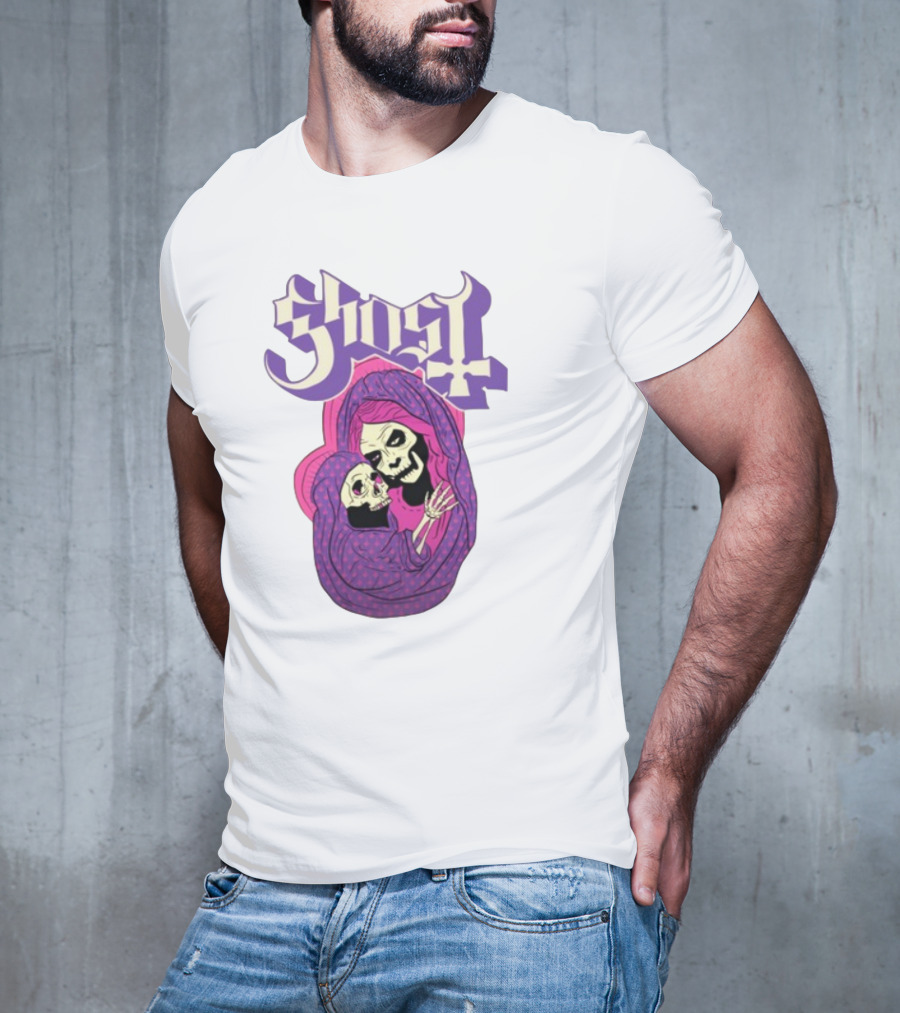 Rockabilia Ghost She Is The Light The Warmth The Power Without Her I Am Lost Hail Mom Skeletons Hugging T-Shirt
