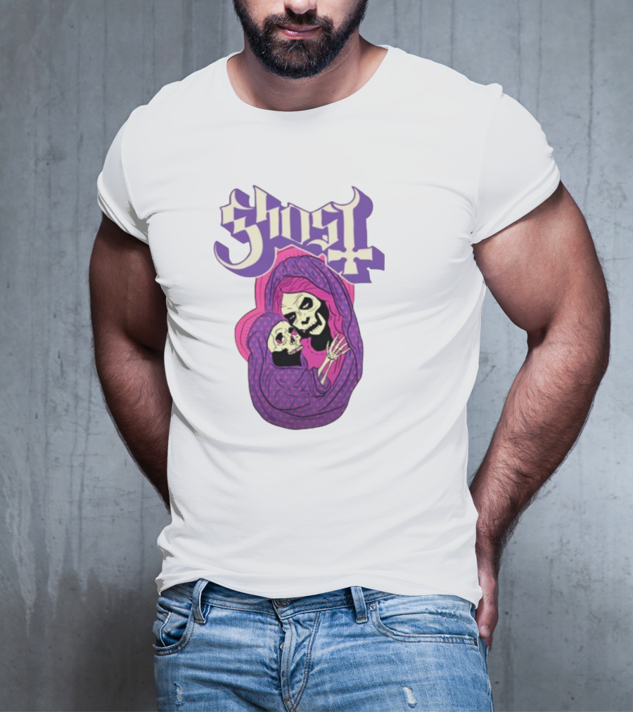 Rockabilia Ghost She Is The Light The Warmth The Power Without Her I Am Lost Hail Mom Skeletons Hugging T-Shirt