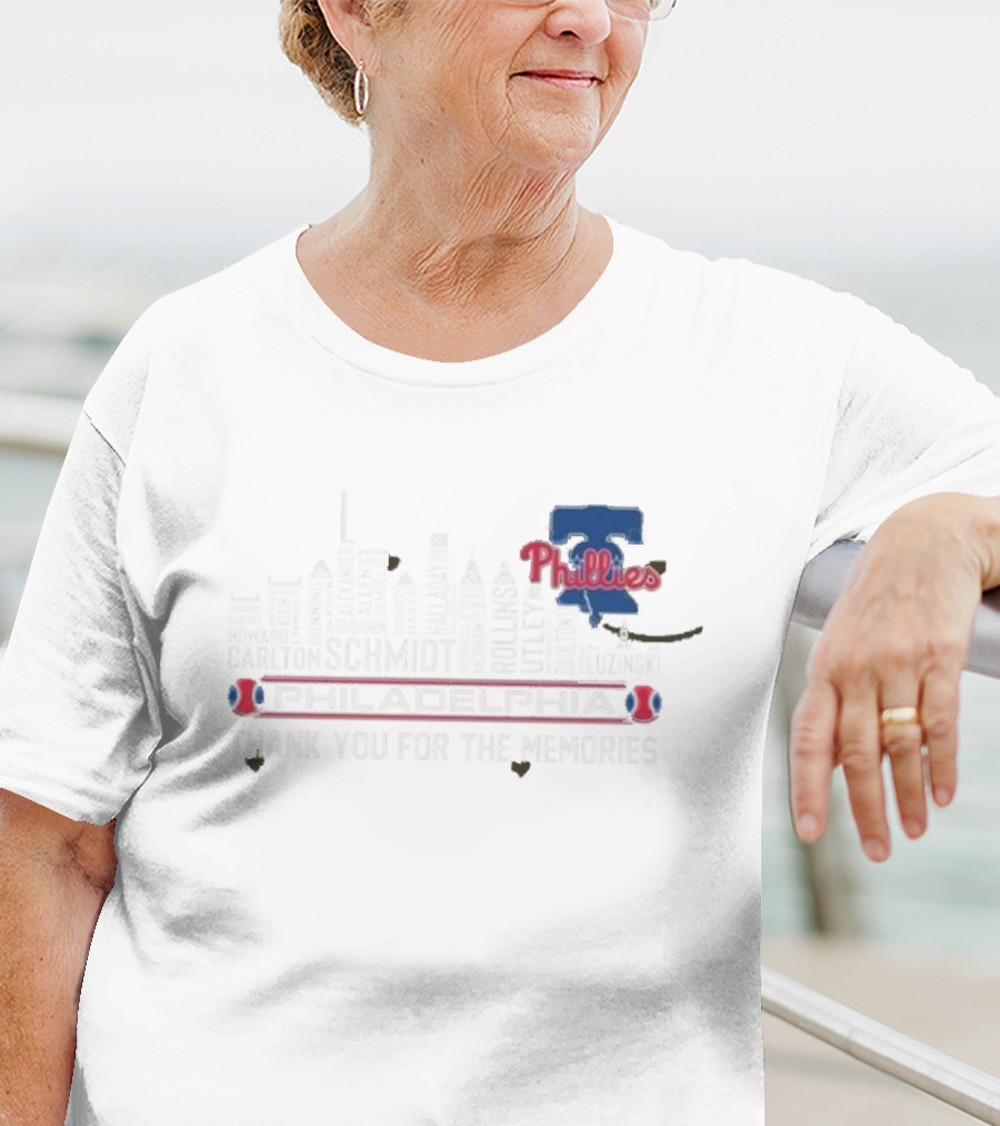 Philadelphia Phillies Carlton Schmidt Rollins 2025 Skyline Thank You For The Memories T-Shirt