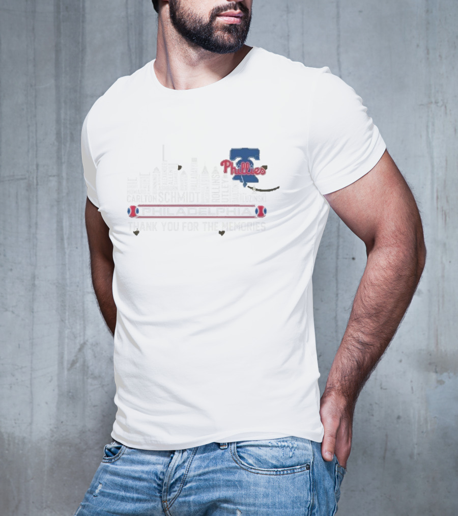 Philadelphia Phillies Carlton Schmidt Rollins 2025 Skyline Thank You For The Memories T-Shirt