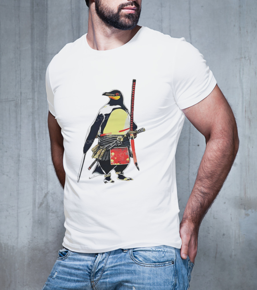 Samurai Penguin Katana Warrior With Traditional Armor T-Shirt