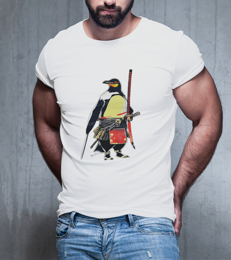 Samurai Penguin Katana Warrior With Traditional Armor T-Shirt