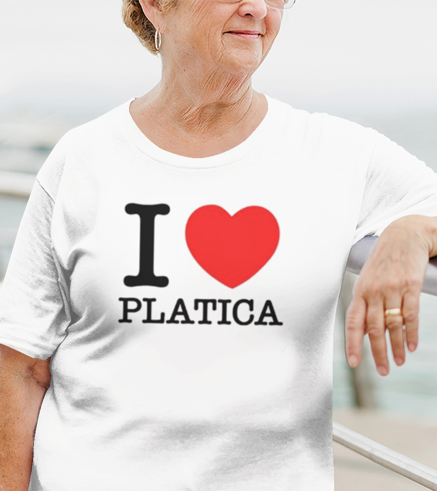 Sazonstudios I Heart Platica Bold Text Red Heart Design T-Shirt