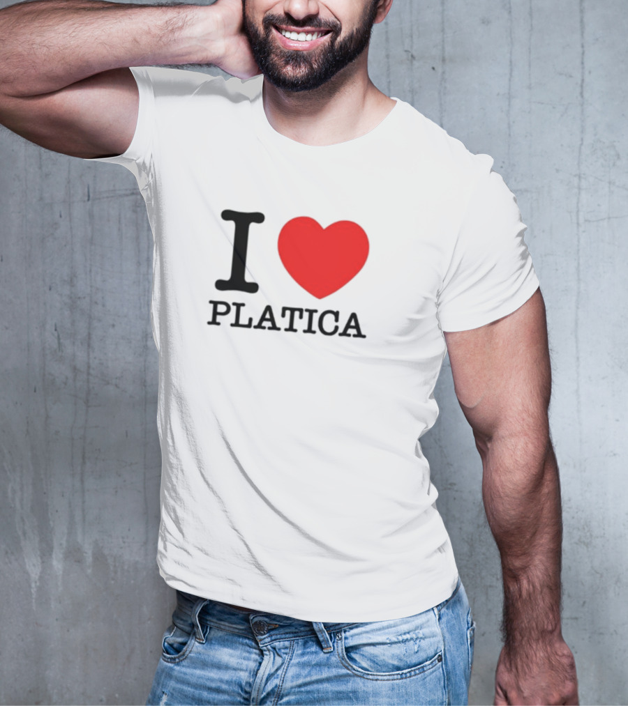 Sazonstudios I Heart Platica Bold Text Red Heart Design T-Shirt