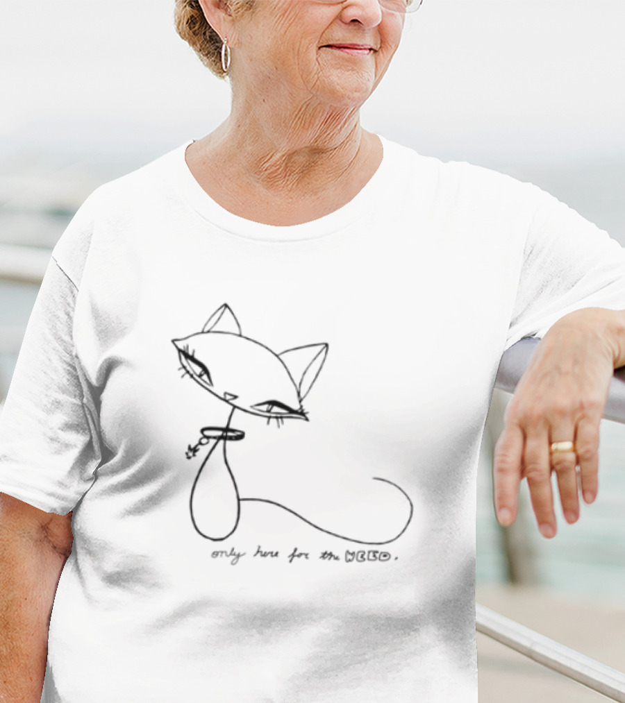 Selffixated Only Here For The Weed Cat Outline T-Shirt