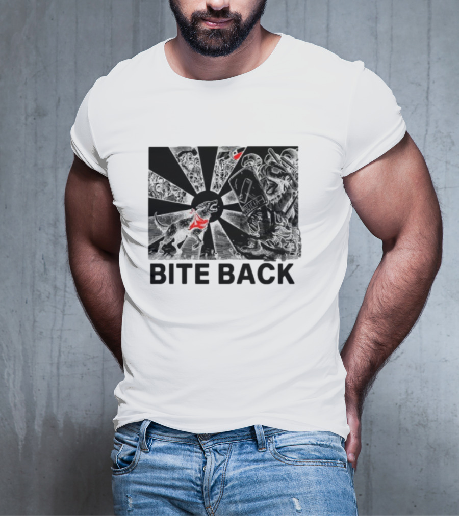 Punkwithacamera Bite Back Protest Artwork With Charging Dog And Riot Police T-Shirt