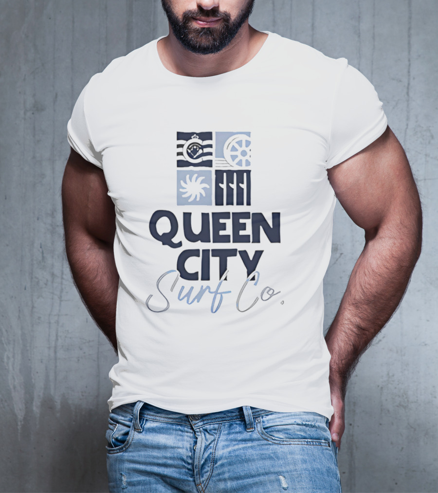 Queen City Surf Co Ocean Waves And Nautical Wheel Adventure T-Shirt