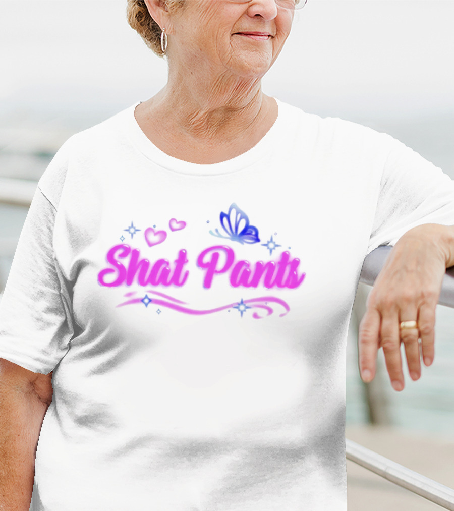 "Shat Pants Hearts And Butterfly Neon Graphic" T-Shirt