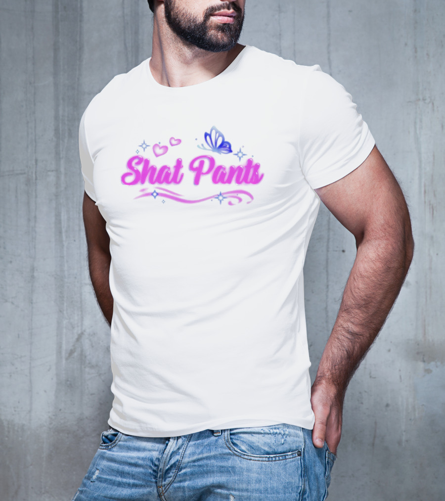 "Shat Pants Hearts And Butterfly Neon Graphic" T-Shirt