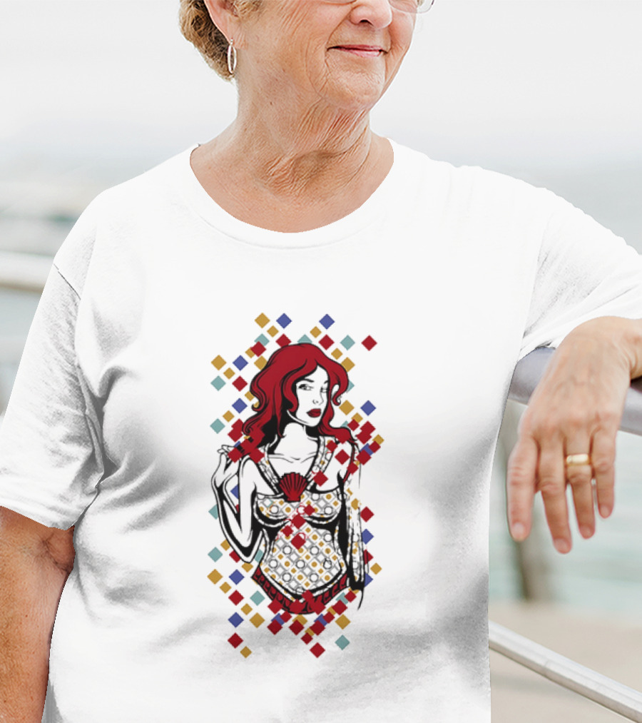 Redhead Warrior Sexy Girl Colorful Abstract Design T-Shirt