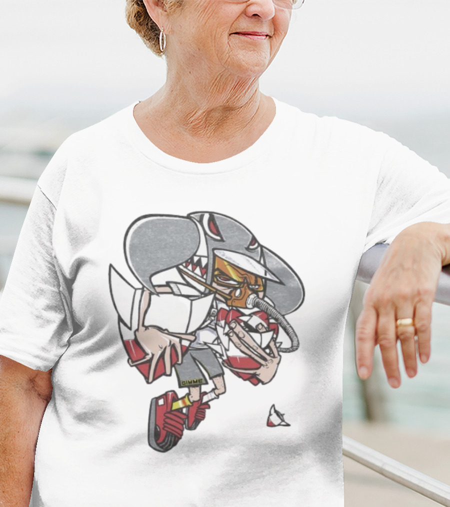 Gimme Project Shark Character With Red Sneaker And Hose T-Shirt