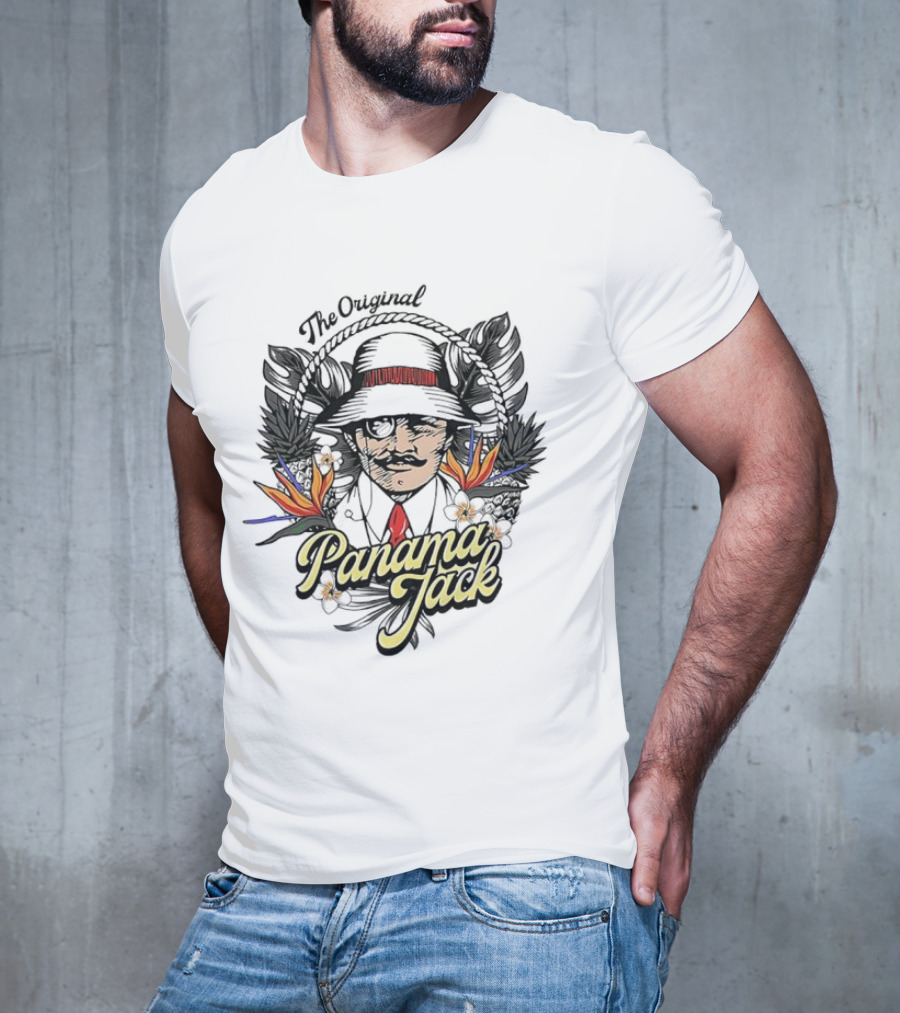 The Original Panama Jack Tropical Floral Mustache Hat T-Shirt