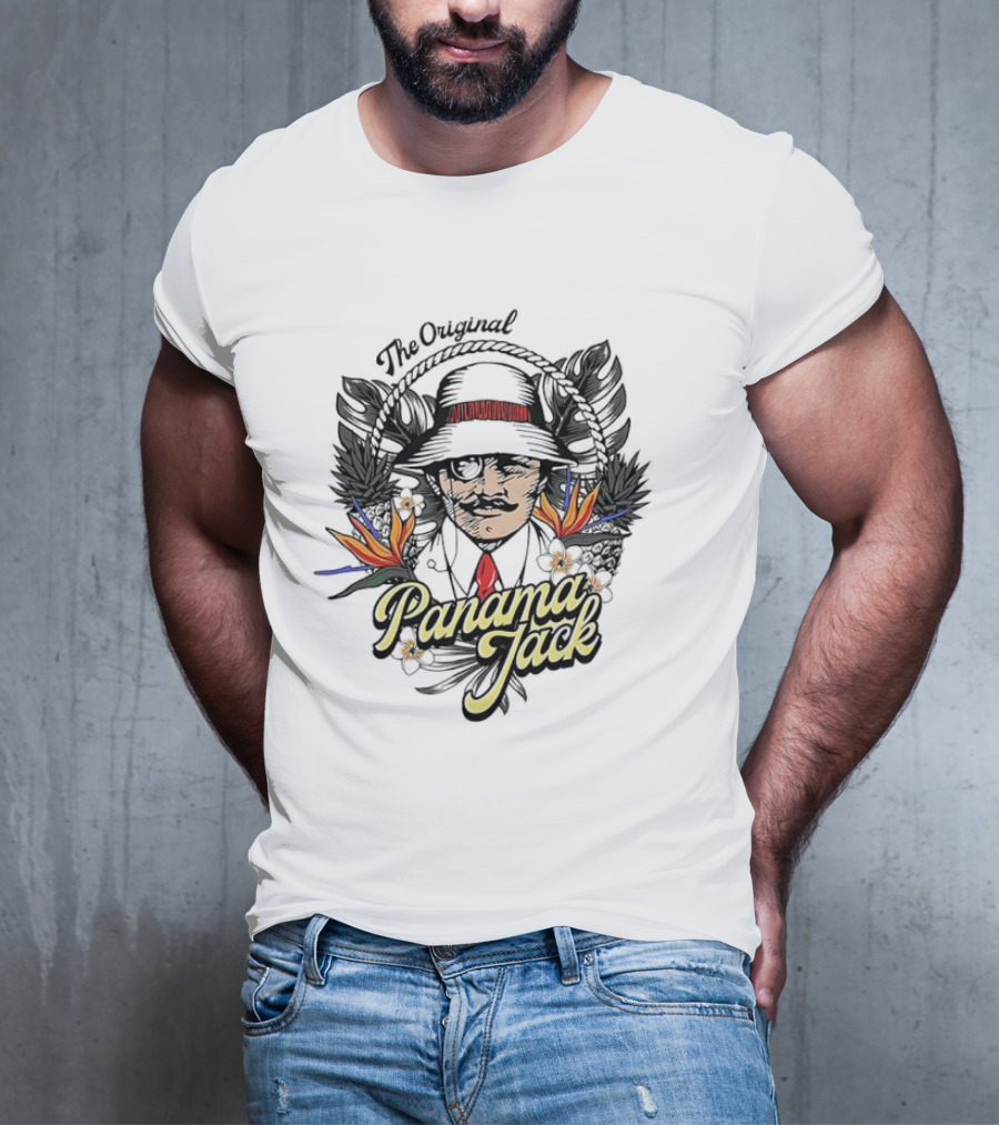 The Original Panama Jack Tropical Floral Mustache Hat T-Shirt