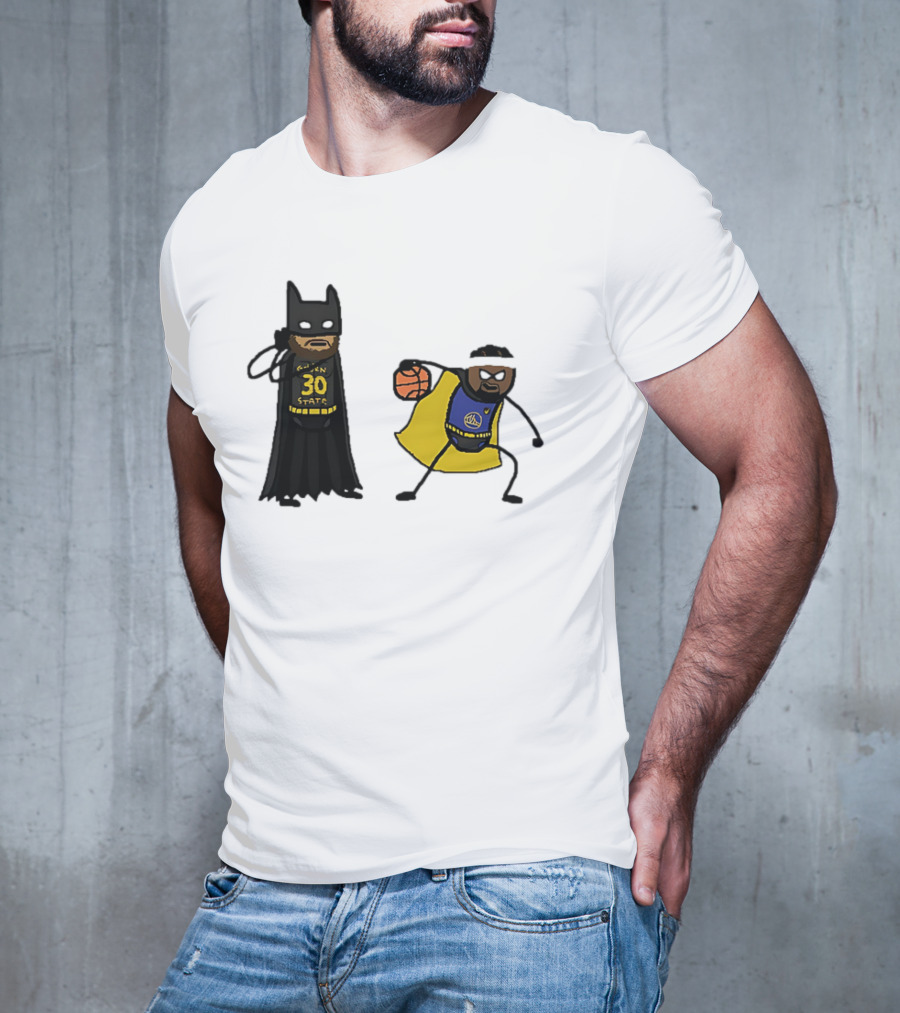 Batman Robin Stephen Curry Jimmy Butler Golden State Warriors Basketball Cartoon T-Shirt