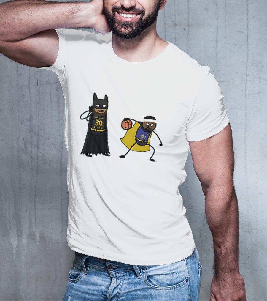 Batman Robin Stephen Curry Jimmy Butler Golden State Warriors Basketball Cartoon T-Shirt