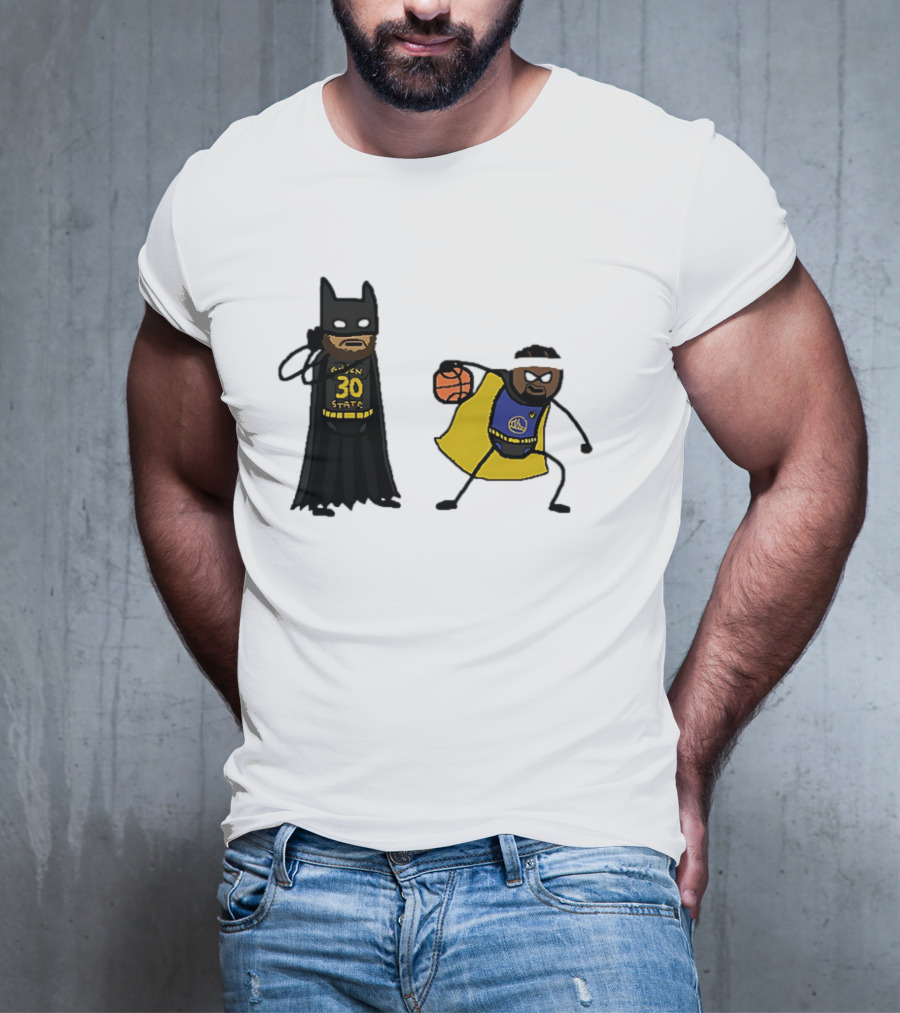 Batman Robin Stephen Curry Jimmy Butler Golden State Warriors Basketball Cartoon T-Shirt