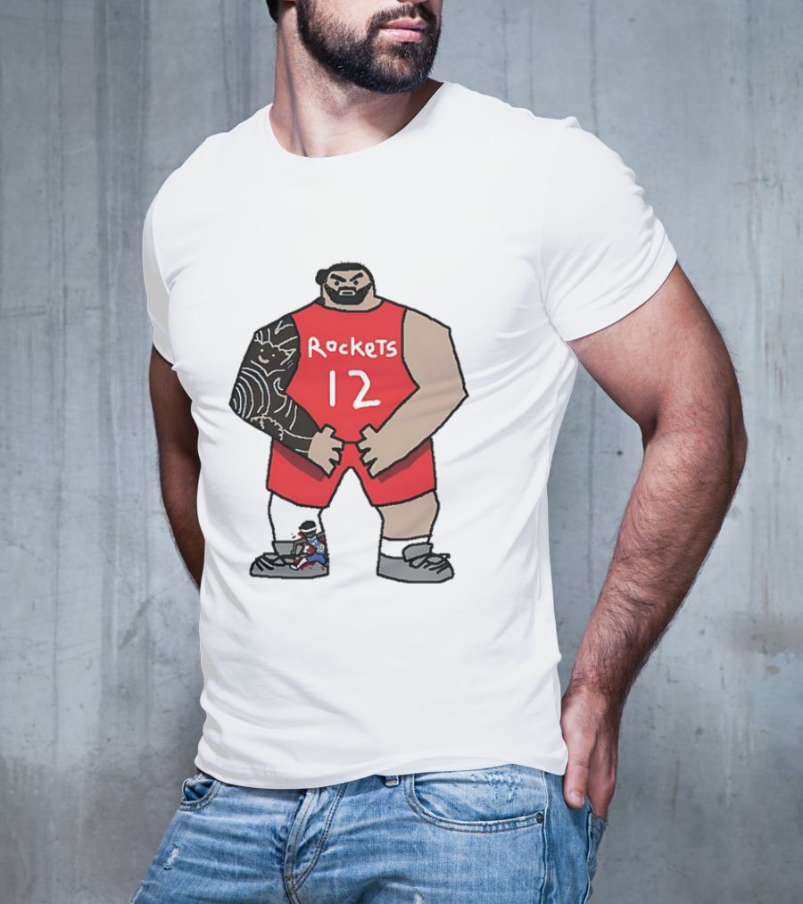 Houston Rockets Cartoon Figure No.12 Basketball Steven Adams T-Shirt