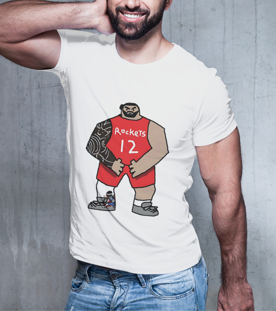 Houston Rockets Cartoon Figure No.12 Basketball Steven Adams T-Shirt