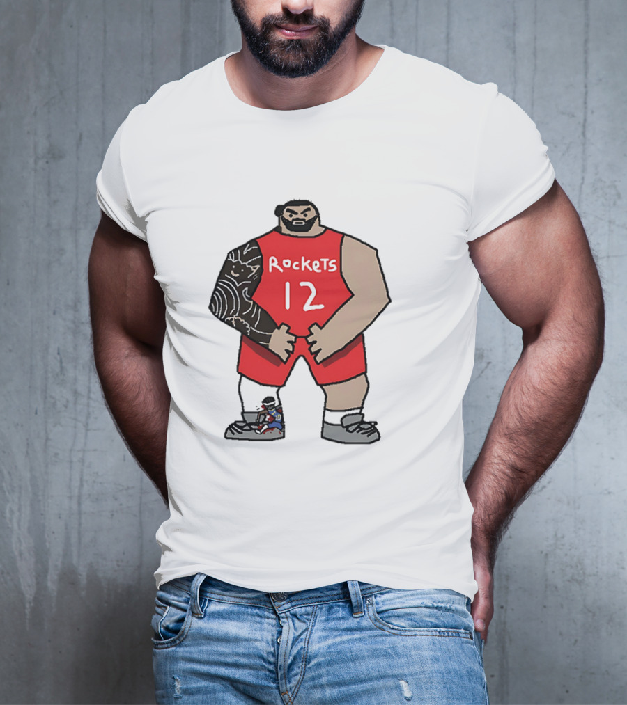 Houston Rockets Cartoon Figure No.12 Basketball Steven Adams T-Shirt