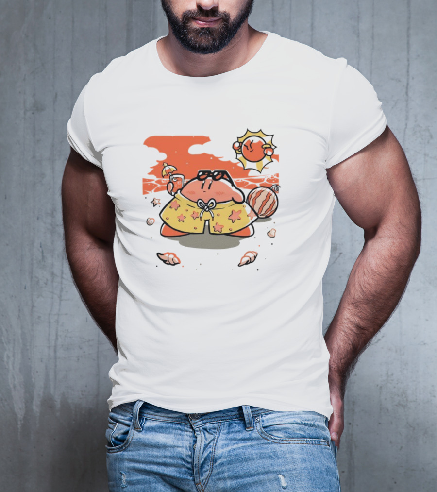 Summer Vibes Hanshumon Cute Beach Character With Sunglasses And Beach Ball T-Shirt