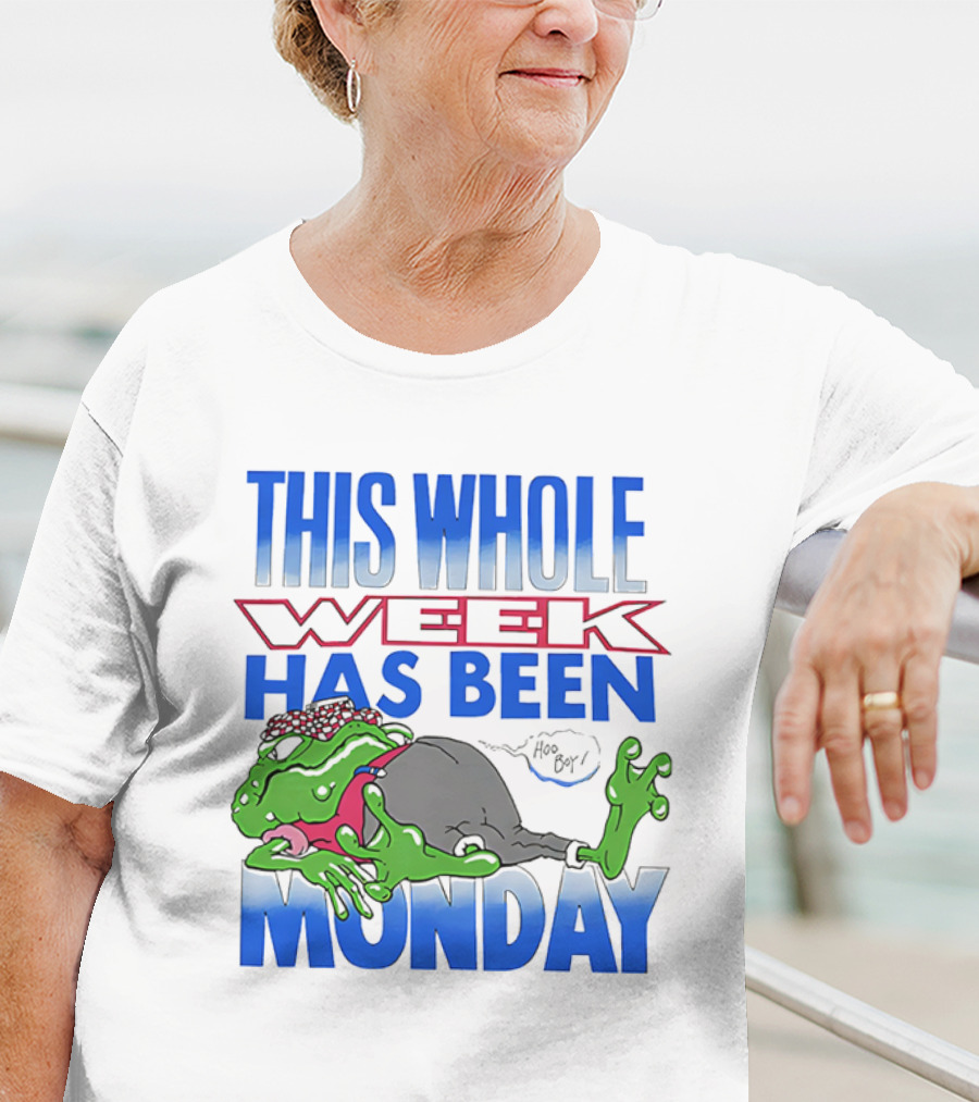 This Whole Week Has Been Monday Toad Cartoon Tired Frog T-Shirt