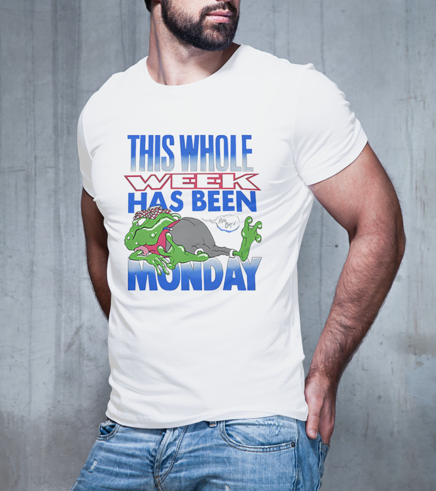 This Whole Week Has Been Monday Toad Cartoon Tired Frog T-Shirt