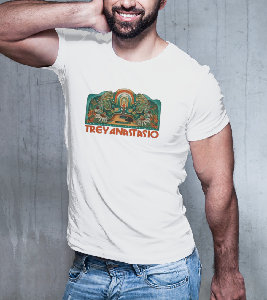 Trey Anastasio Acoustic Evening 2025 Rainbow Butterfly Guitar Floral Art T-Shirt