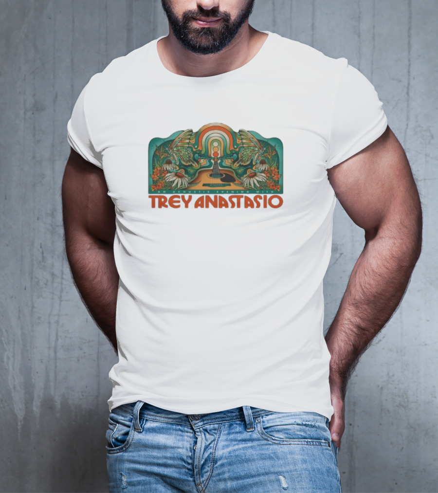 Trey Anastasio Acoustic Evening 2025 Rainbow Butterfly Guitar Floral Art T-Shirt