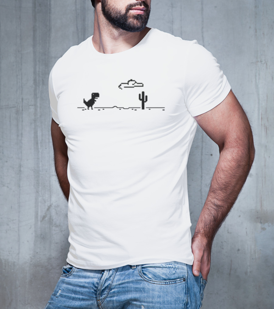 Upminaa Rex Dino Cactus Offline Dinosaur Pixel Art Pajamas T-Shirt