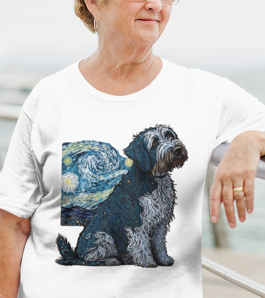 Van Gogh Starry Night Dog Painting Style T-Shirt