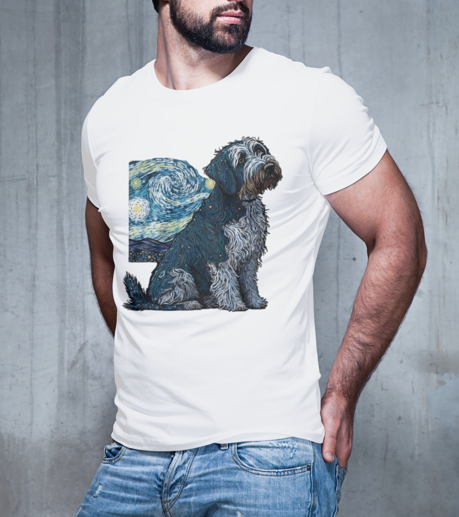 Van Gogh Starry Night Dog Painting Style T-Shirt