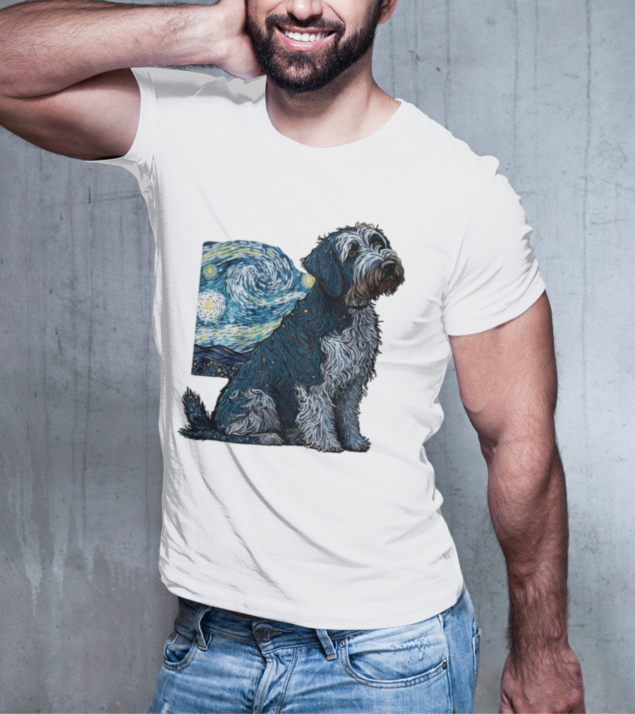 Van Gogh Starry Night Dog Painting Style T-Shirt