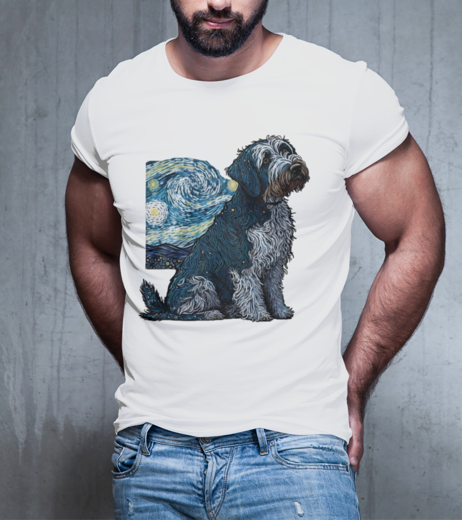 Van Gogh Starry Night Dog Painting Style T-Shirt