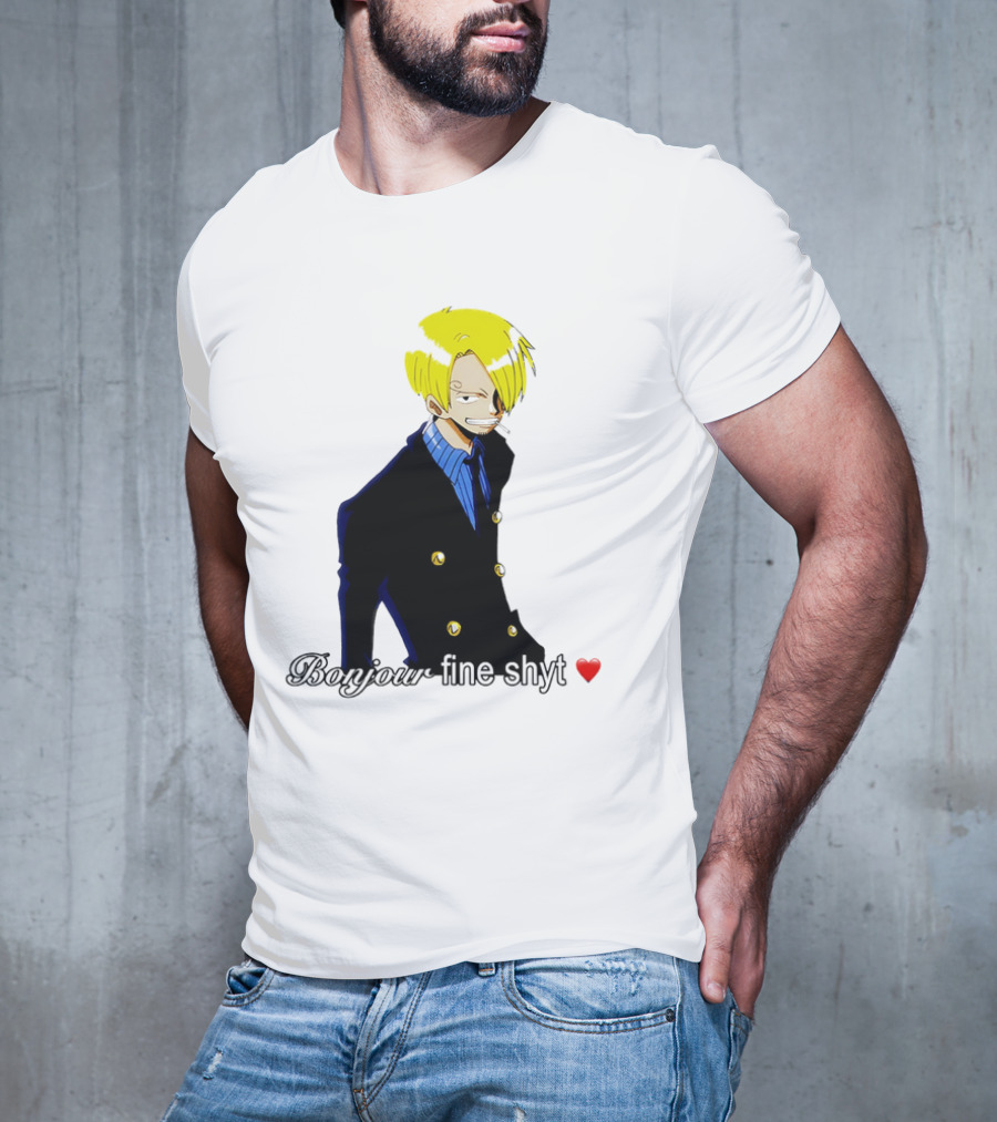 Vinsmoke Sanji Bonjour Fine Shyt Cartoon Character Heart Icon T-Shirt