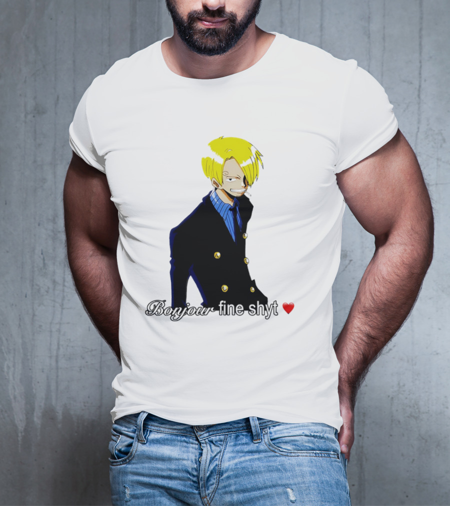 Vinsmoke Sanji Bonjour Fine Shyt Cartoon Character Heart Icon T-Shirt