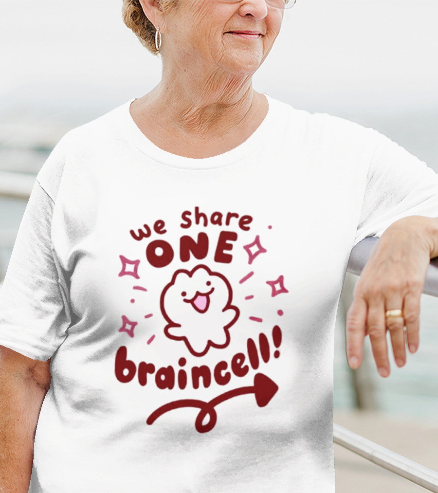 We Share One Braincell Cute Character With Heart And Sparkles T-Shirt