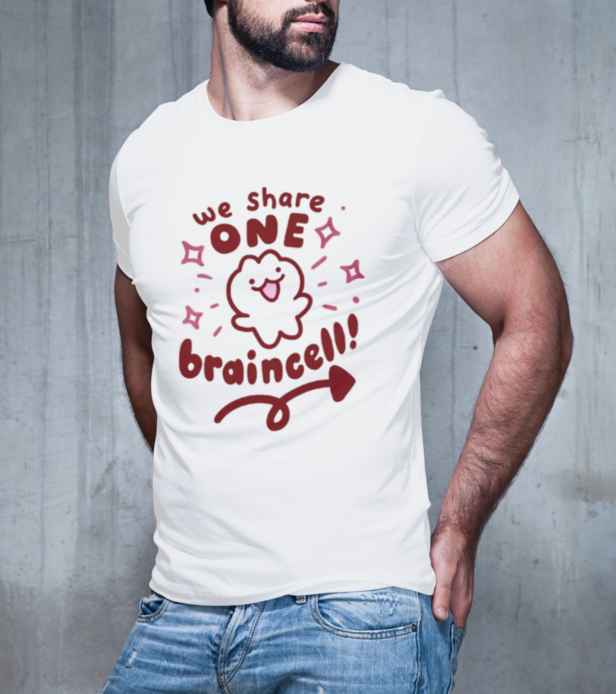 We Share One Braincell Cute Character With Heart And Sparkles T-Shirt